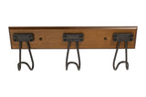 16” Label Wall Mounted Hook Rack with 3 Hooks – Brown/Black