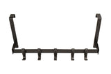 18” Rustic Style Over The Door Hook Rack with 5 Movable Hooks – Black