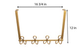 17" Double Prong Over The Door Hook Rack with 12 Hooks – Gold
