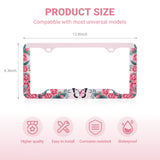 Stainless Metal Car License Plate Frame Cover - Rose & Butterfly (2 PCS)