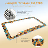 Stainless Metal Car License Plate Frame Cover - Sunflower (2 PCS)