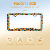Stainless Metal Car License Plate Frame Cover - Sunflower (2 PCS)