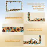 Stainless Metal Car License Plate Frame Cover - Sunflower (2 PCS)