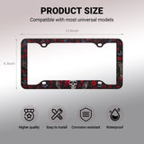 Stainless Metal Car License Plate Frame Cover - Rose Skull (2 PCS)