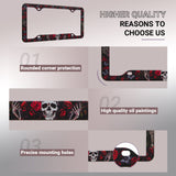 Stainless Metal Car License Plate Frame Cover - Rose Skull (2 PCS)