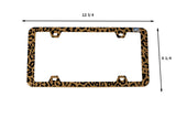 STAINLESS STEEL LICENSE PLATE FRAME - LEOPARD (2 PCS)