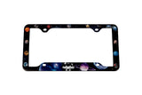 STAINLESS STEEL LICENSE PLATE FRAME - PLANET (2 PCS)
