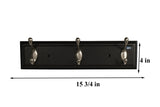 FantasHome - 16" Bella Hook Rail With 3 Hooks, Black/Silver