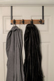 16" Over The Door Hook Rack with 4 Hooks - Black & Brown, Classic Style