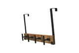 16" Over The Door Hook Rack with 4 Hooks - Black & Brown, Classic Style